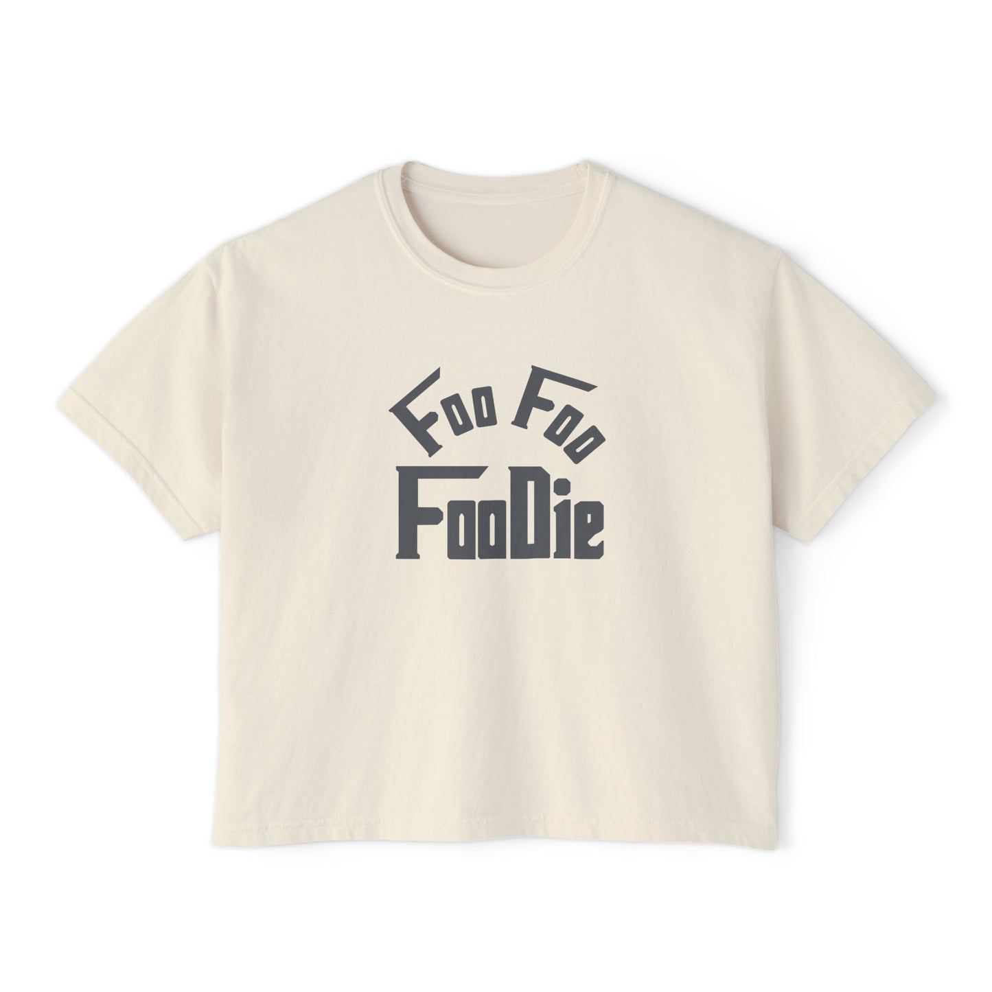 L.O.E.F FOO FOO FOODIE Women Boxy Tee(Dark Gray)
