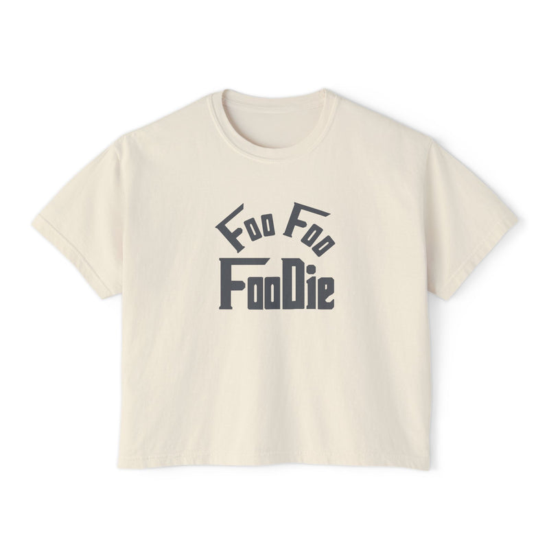 L.O.E.F FOO FOO FOODIE Women Boxy Tee(Dark Gray)