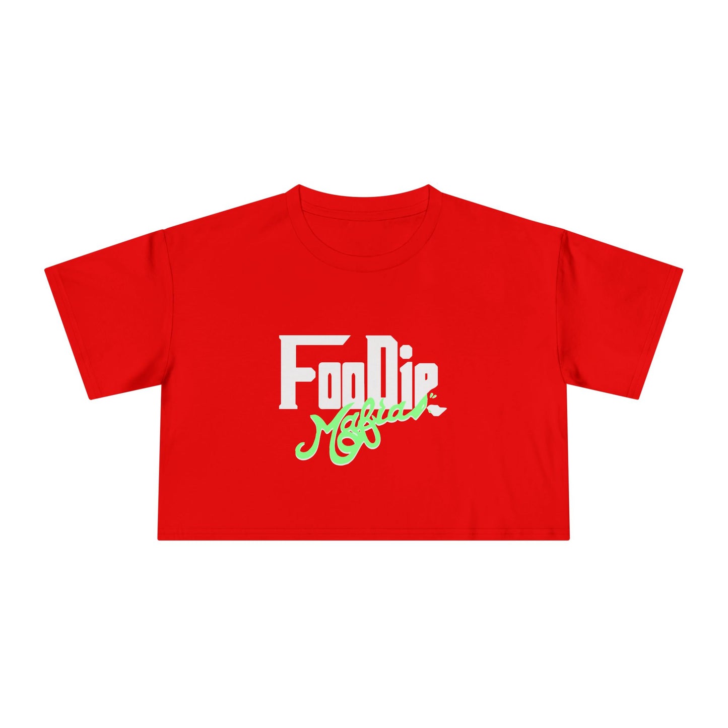 L.O.E.F White Foodie Mafia Women Crop Tee (Mint Green)