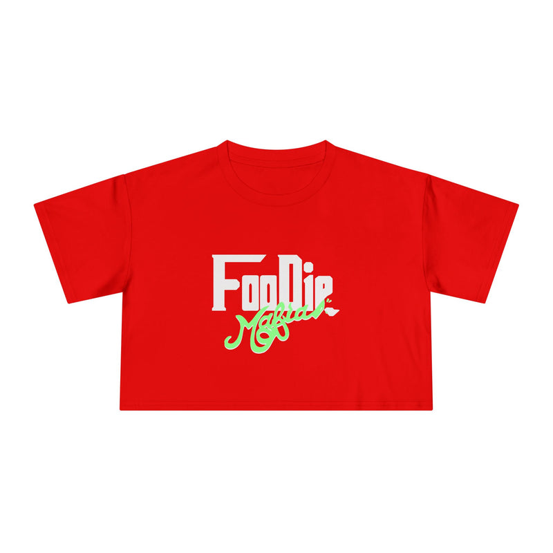 L.O.E.F White Foodie Mafia Women Crop Tee (Mint Green)