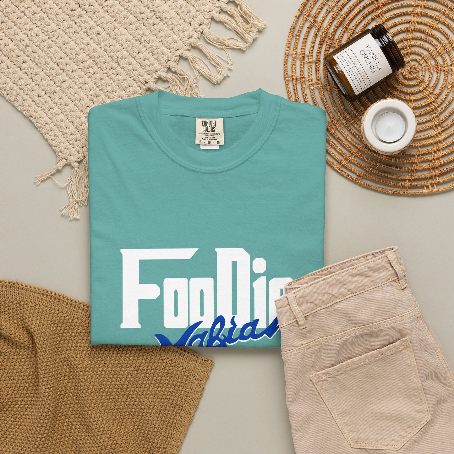 L.O.E.F White Foodie Mafia Unisex Tee shirt (Dark Blue)
