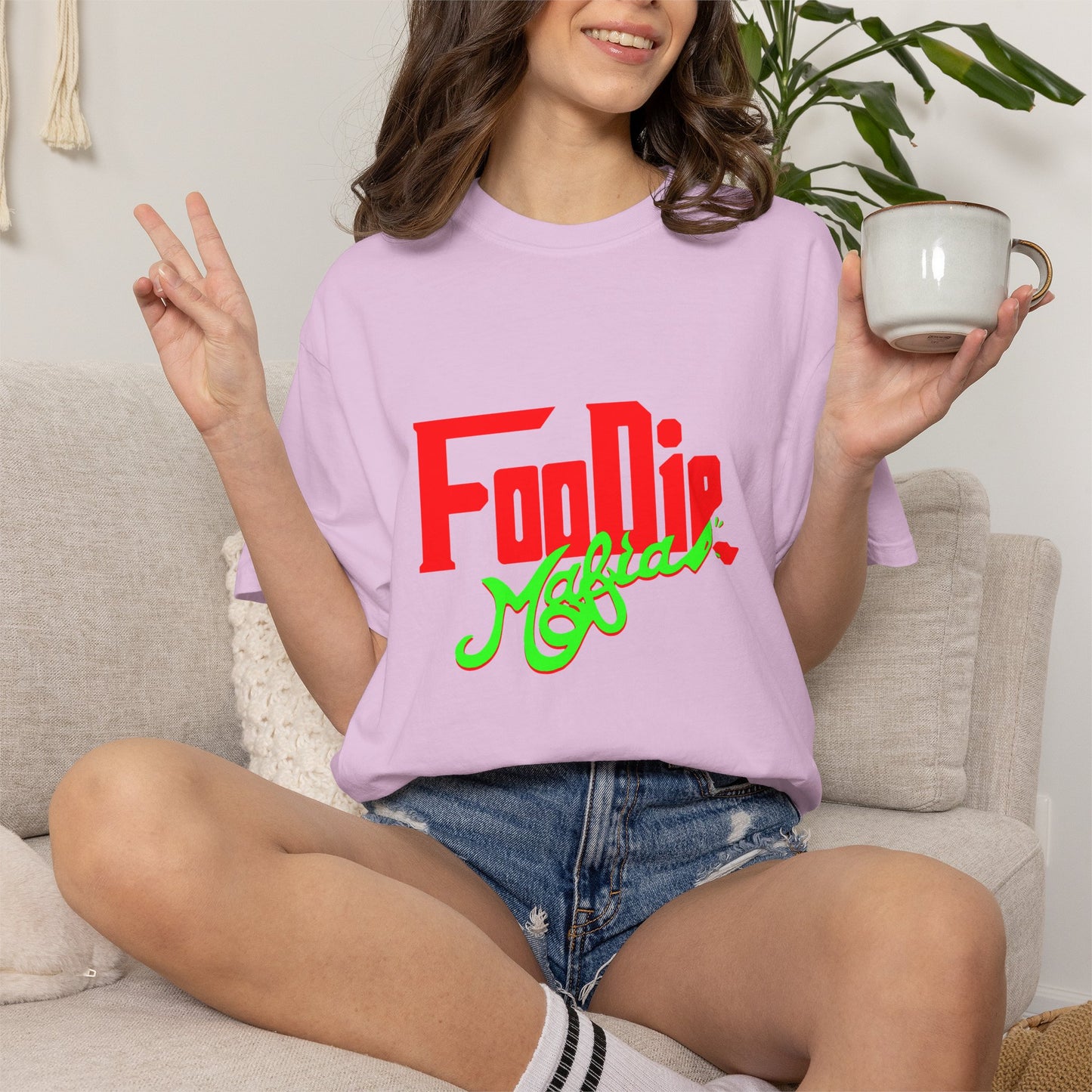 L.O.E.F Red Foodie Mafia Unisex Tee Shirt (Neon Green)