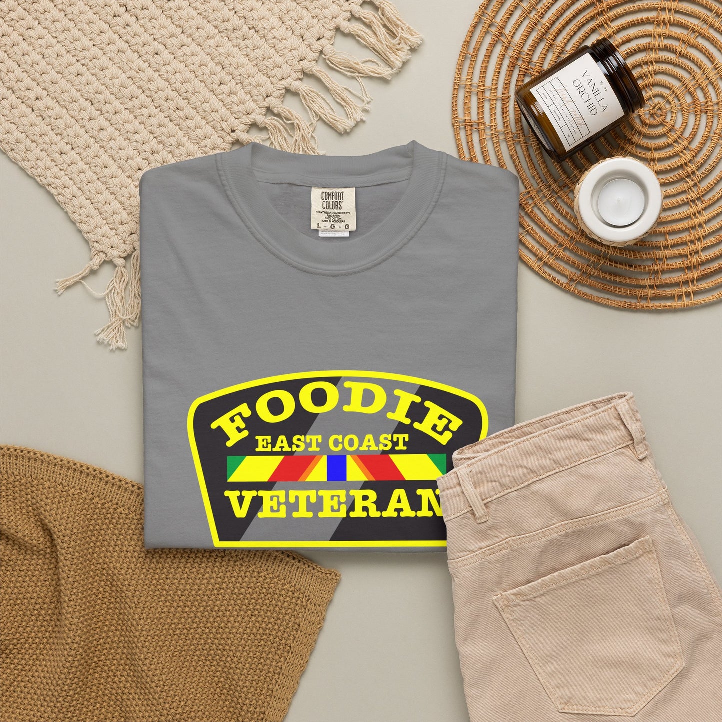 L.O.E.F Foodie Veteran EAST COAST Unisex Tee Shirt (Yellow)