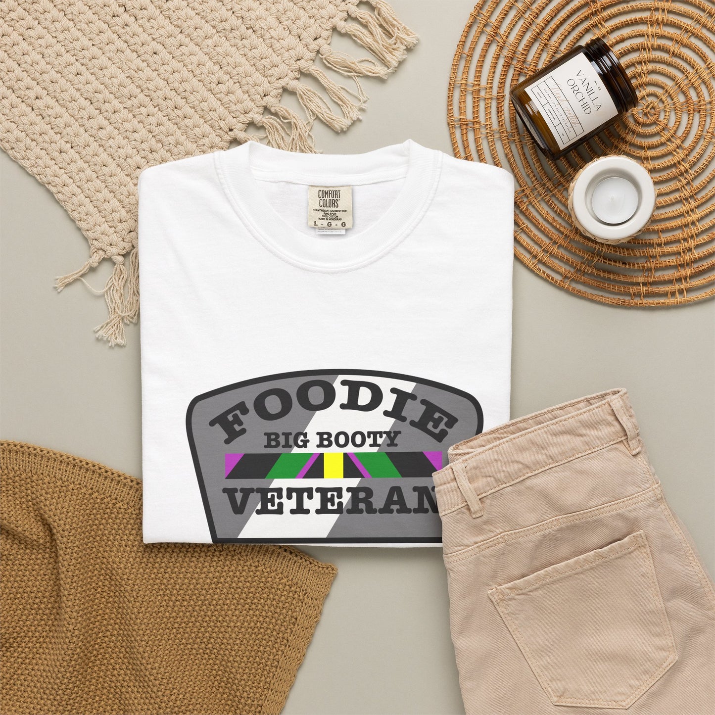 L.O.E.F Foodie Veteran Big Booty Unisex Tee Shirt (Gray)