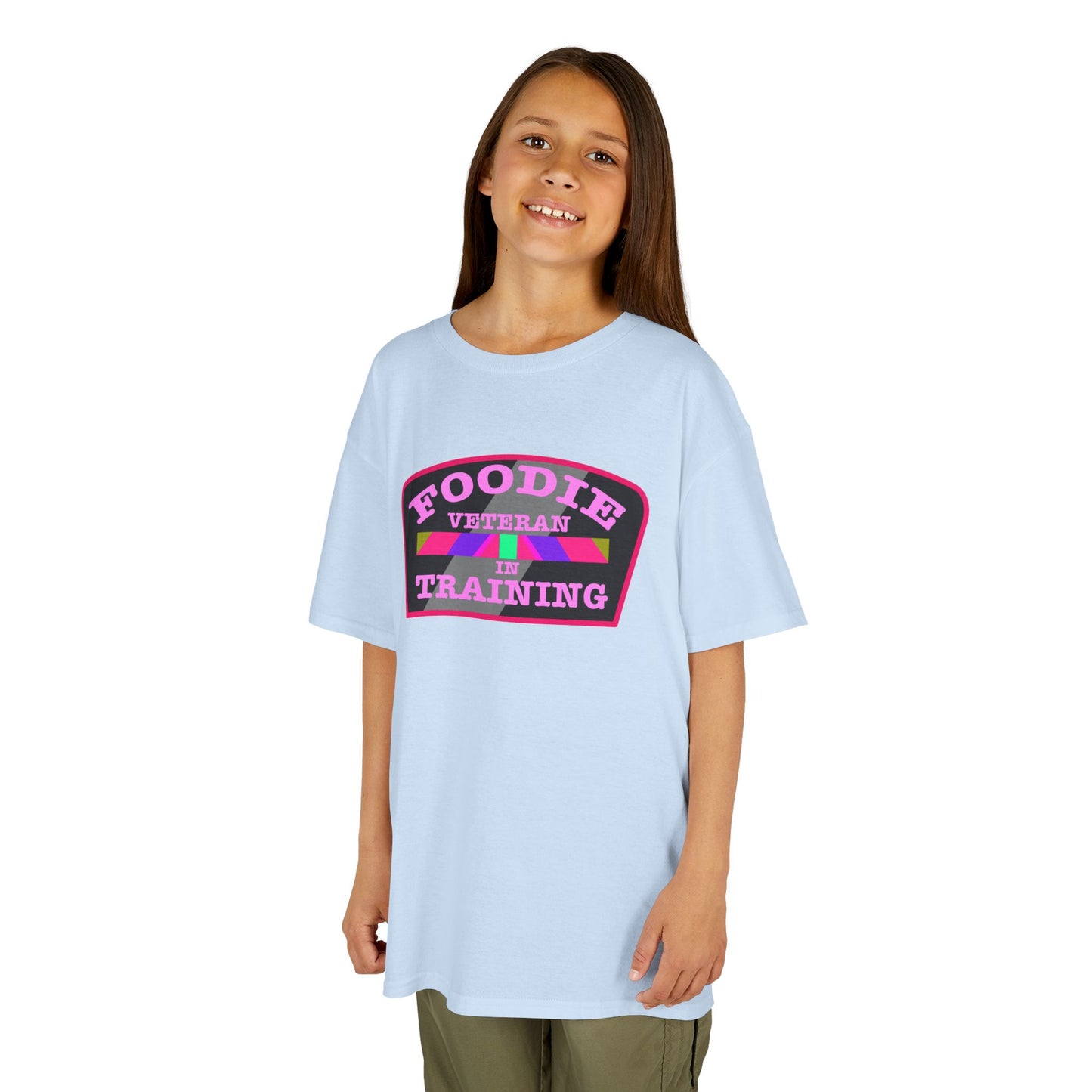 L.O.E.F Foodie Veteran In Training Kids Tee Shirt (Pink)