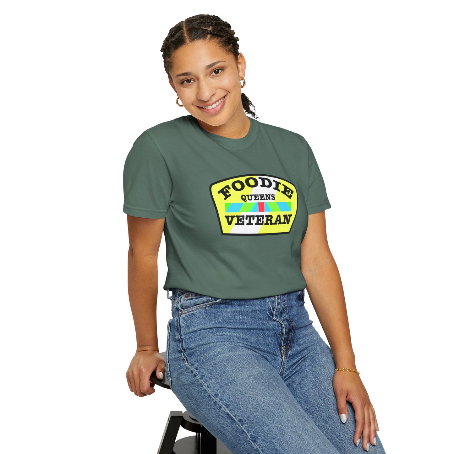 L.O.E.F Foodie Veteran QUEENS Unisex Tee Shirt (Yellow and Black)