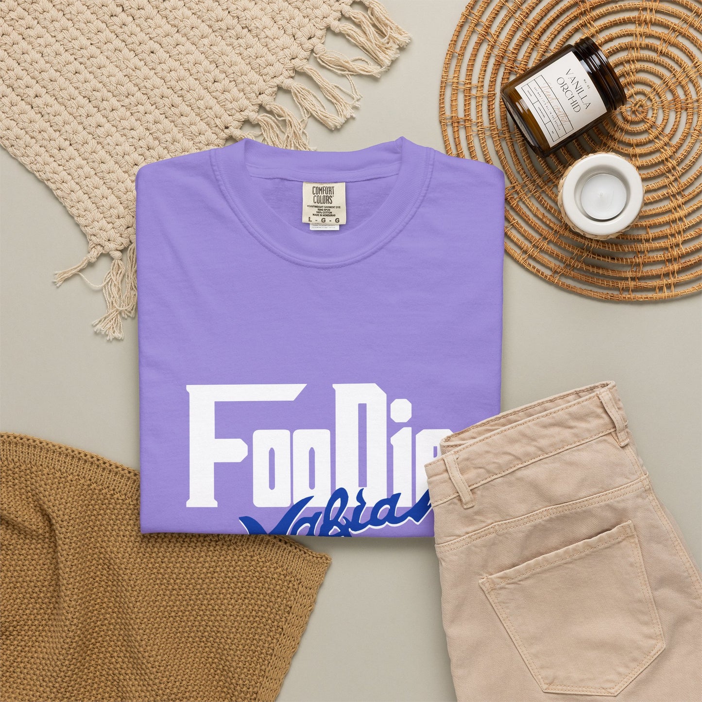 L.O.E.F White Foodie Mafia Unisex Tee shirt (Dark Blue)