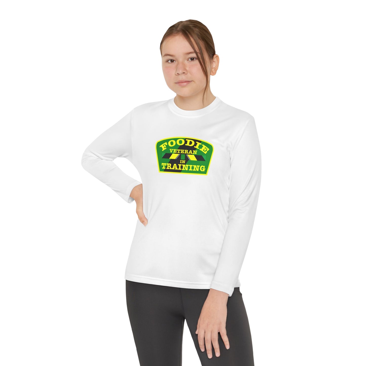 L.O.E.F Foodie Veteran In Training Youth Long Sleeve Tee (Yellow and Green)
