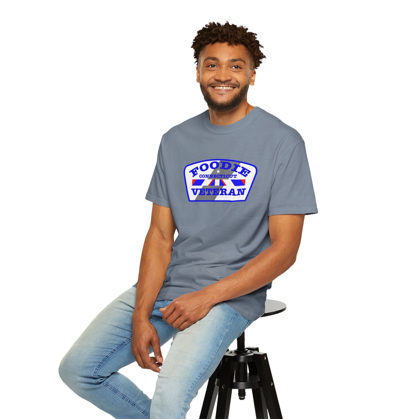L.O.E.F Foodie Veteran CONNECTICUT Unisex Tee Shirt (Blue)
