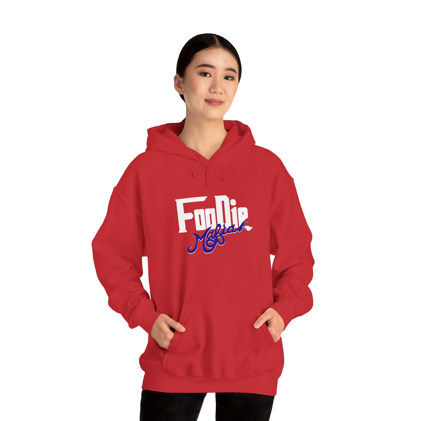 L.O.E.F White Foodie Mafia Unisex Hooded Sweatshirt (Dark Blue)