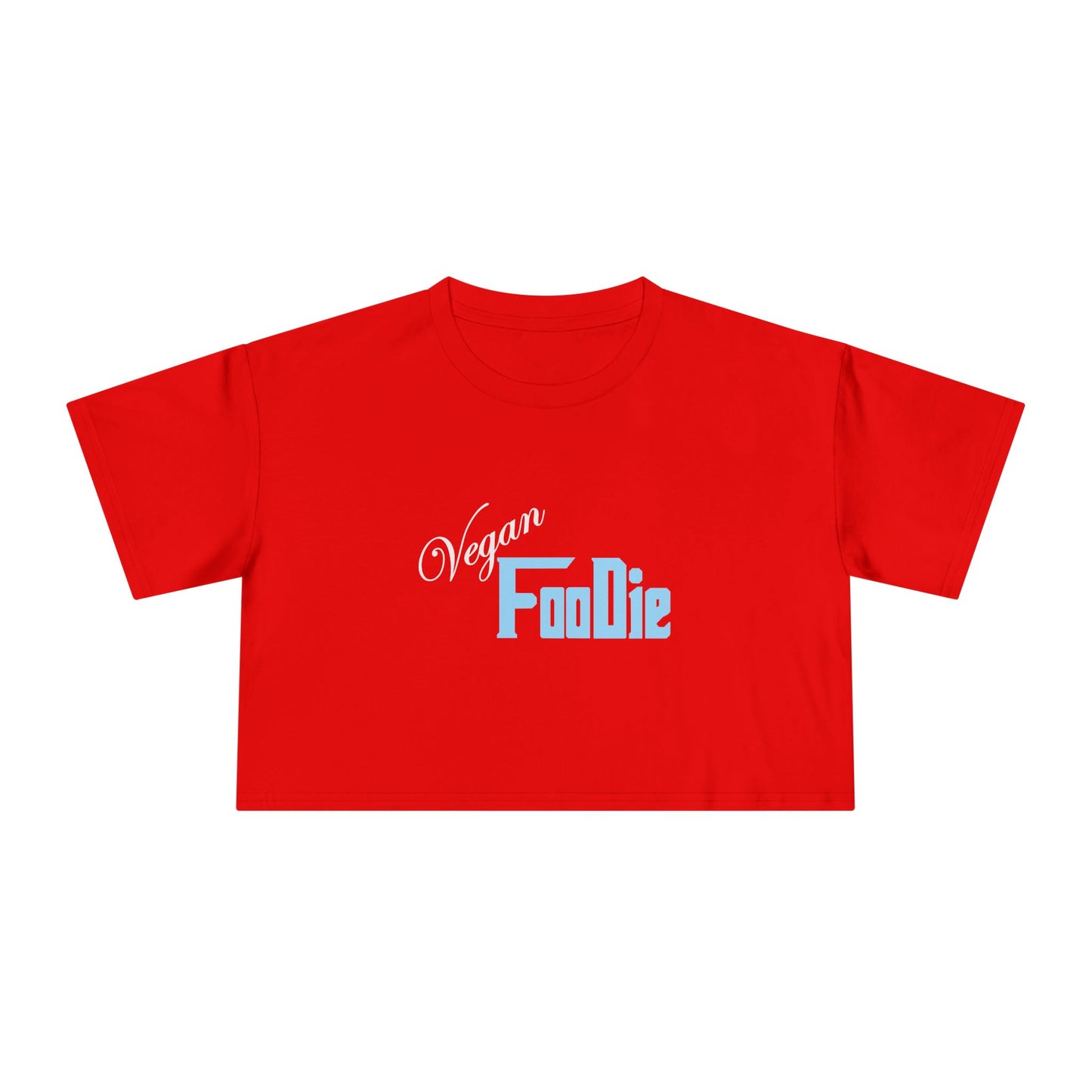 L.O.E.F Women Vegan Foodie Crop Tee (Light Blue)