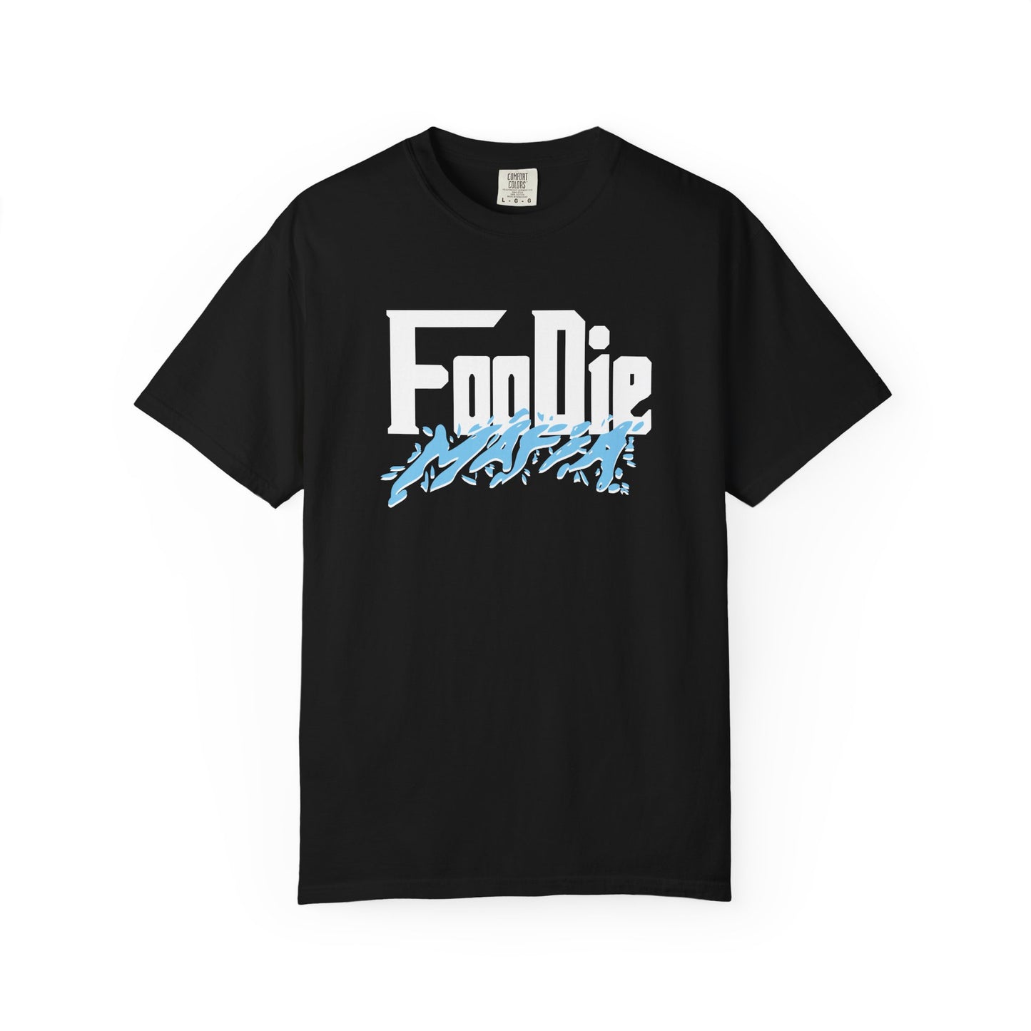 L.O.E.F White Foodie Mafia Unisex Tee Shirt (Sky Blue)