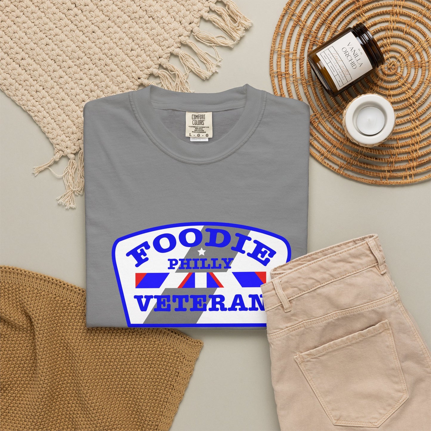 L.O.E.F Foodie Veteran PHILLY Unisex Tee Shirt (Blue)