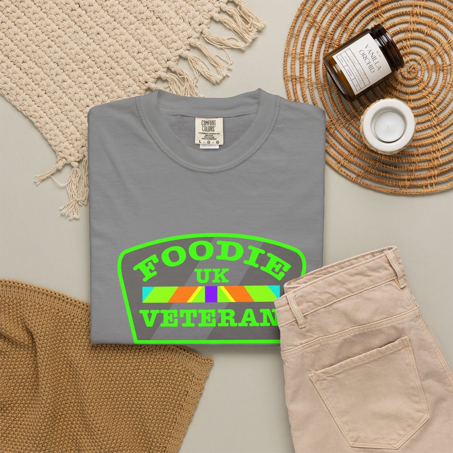 L.O.E.F Foodie Veteran UK Unisex Tee Shirt (Neon Green)