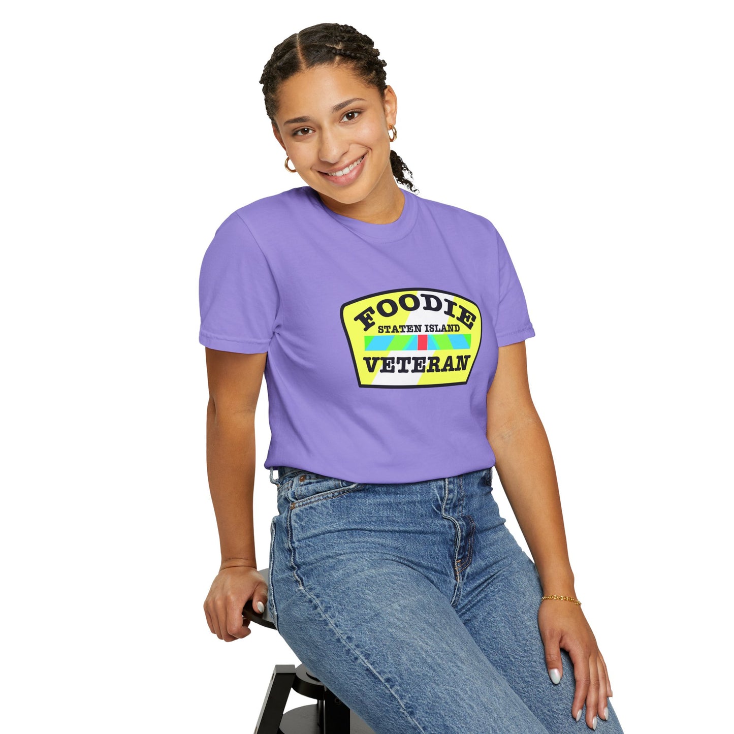 L.O.E.F Foodie Veteran STATEN ISLAND Unisex Tee Shirt (Yellow and Black)