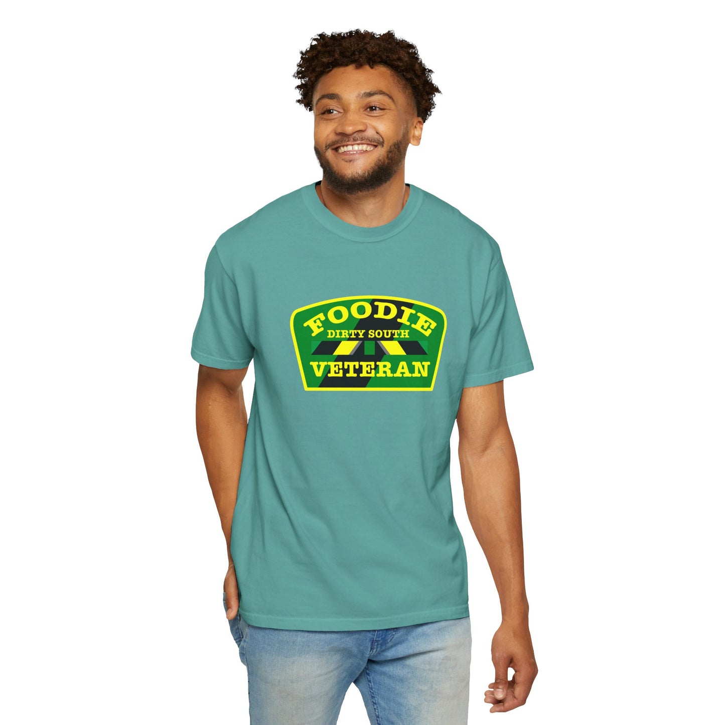 L.O.E.F Foodie Veteran DIRTY SOUTH Unisex Tee Shirt (Yellow and Green)