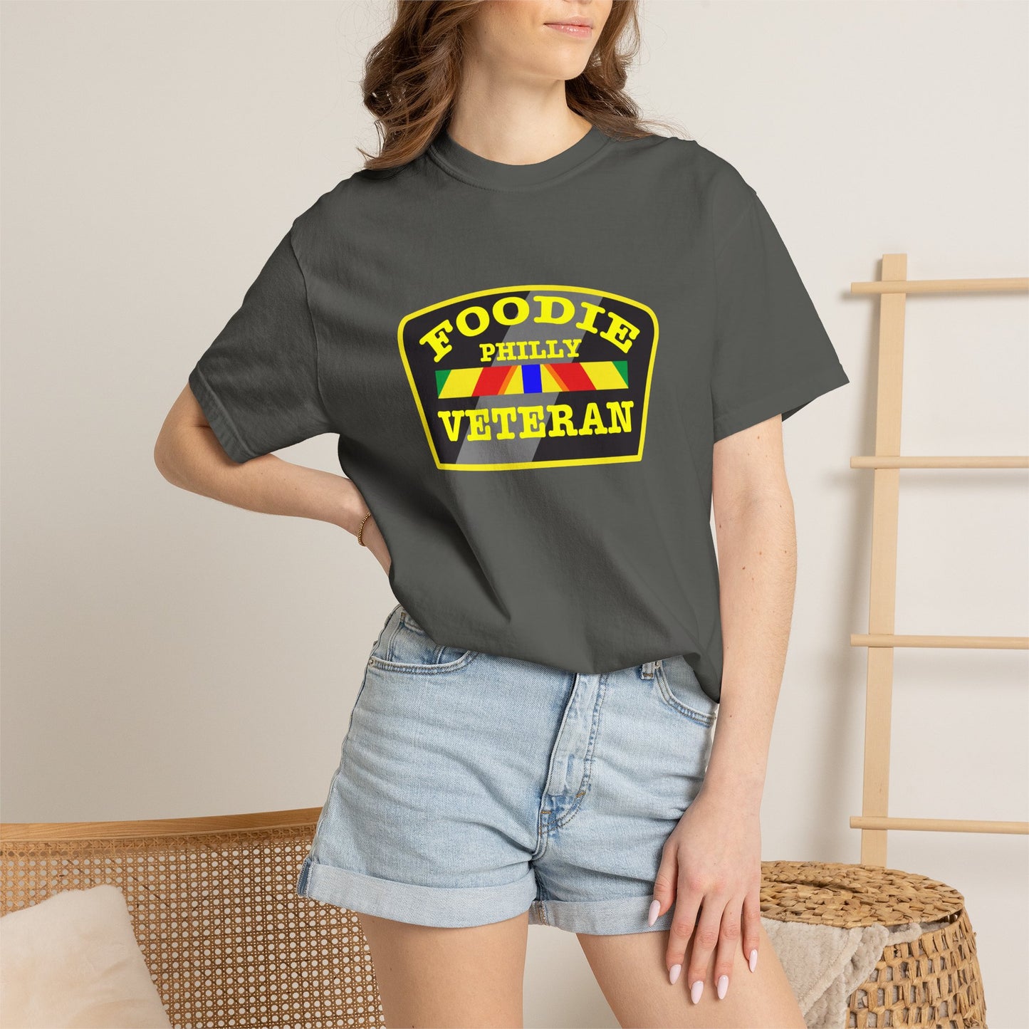 L.O.E.F Foodie Veteran PHILLY Unisex Tee Shirt (Yellow)