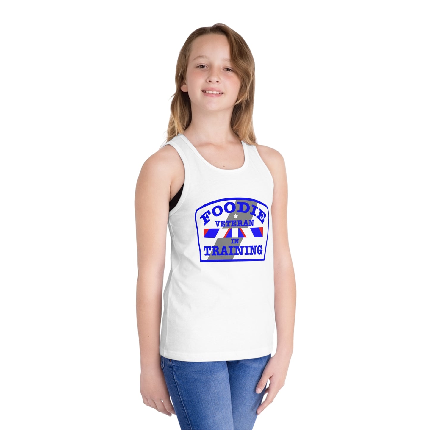 L.O.E.F Foodie Veteran In Training Kids Tank Top (Blue)