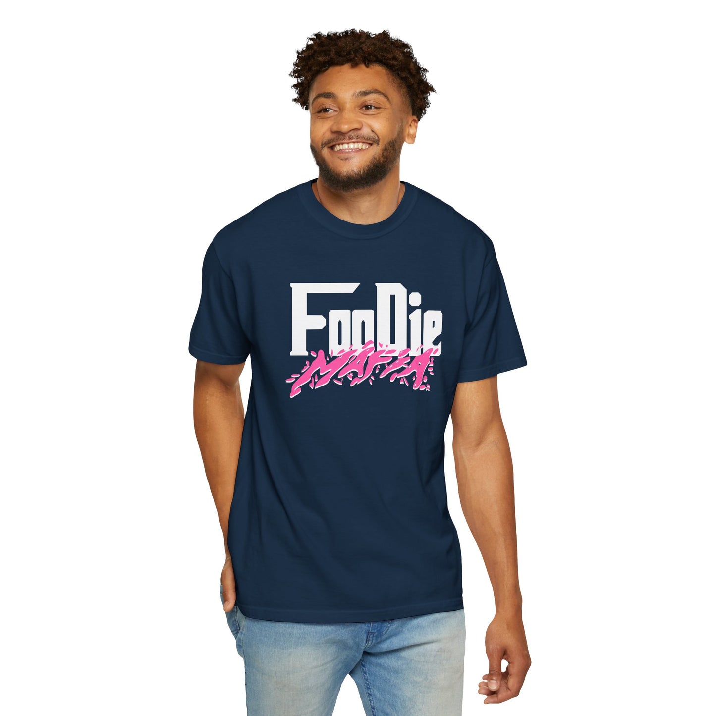 L.O.E.F White Foodie Mafia Unisex Tee Shirt (Hot Pink)