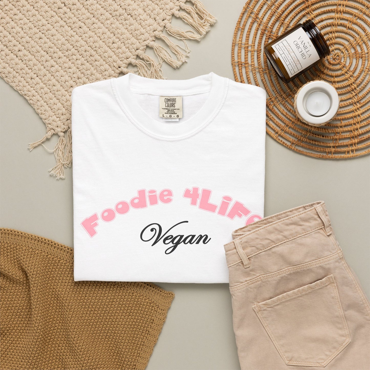 L.O.E.F Foodie 4Life Vegan Unisex Tee Shirt (Soft Pink)