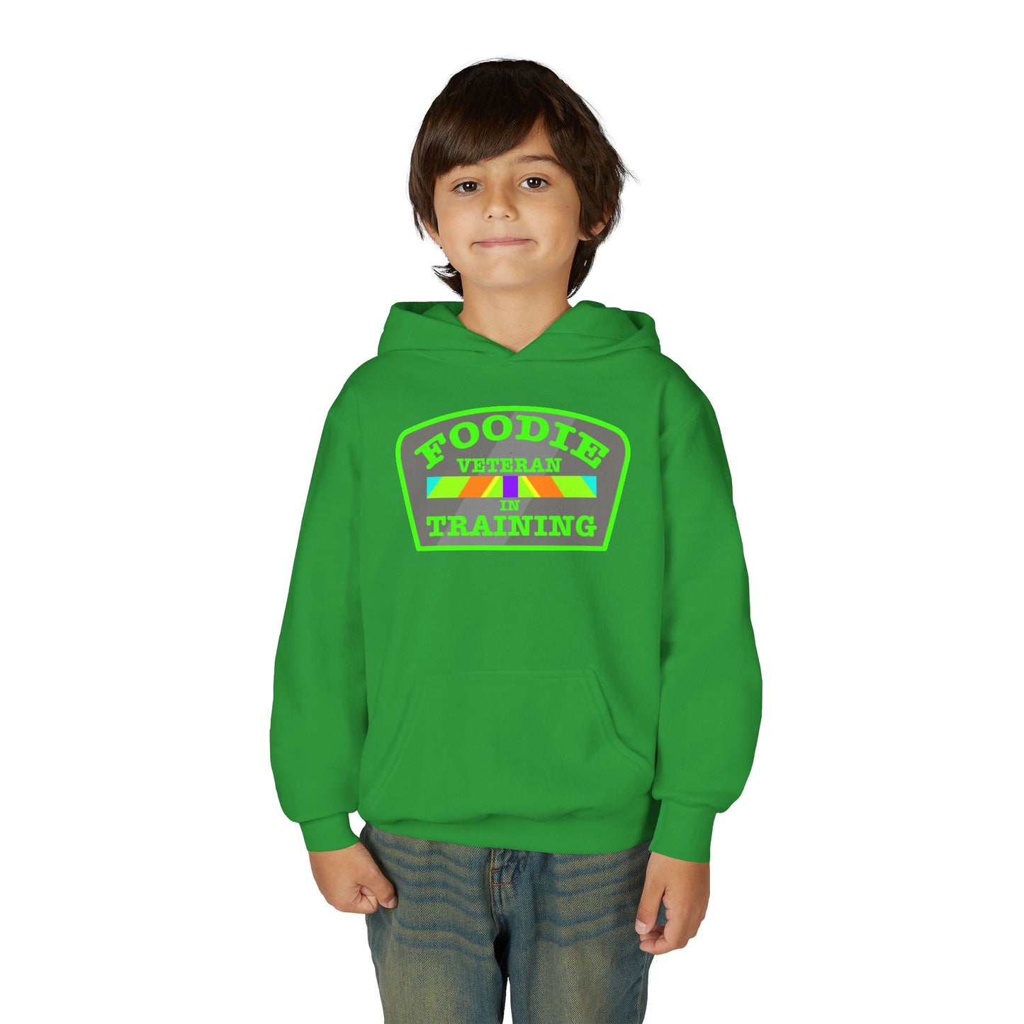 L.O.E.F Foodie Veteran In Training Kids Hoodie (Neon Green)