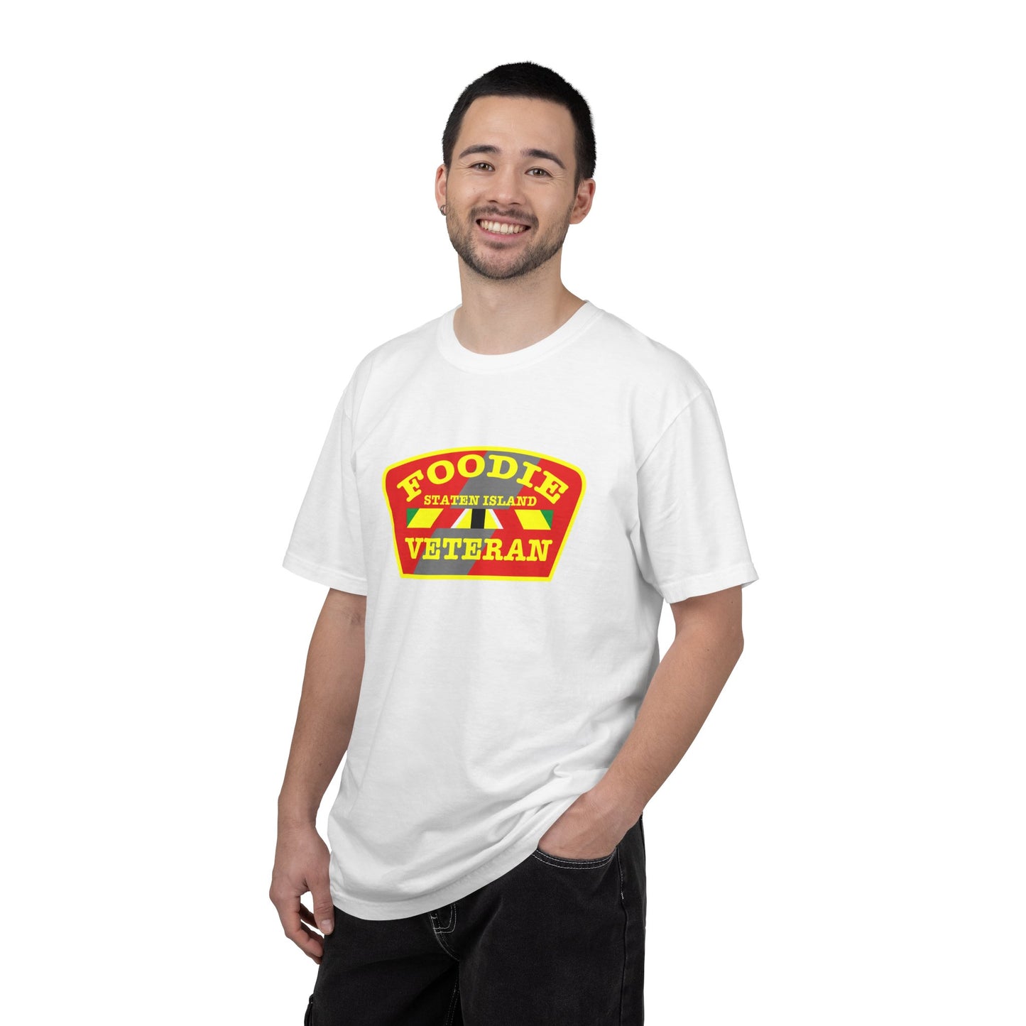 L.O.E.F Foodie Veteran STATEN ISLAND Unisex Tee Shirt (Yellow)