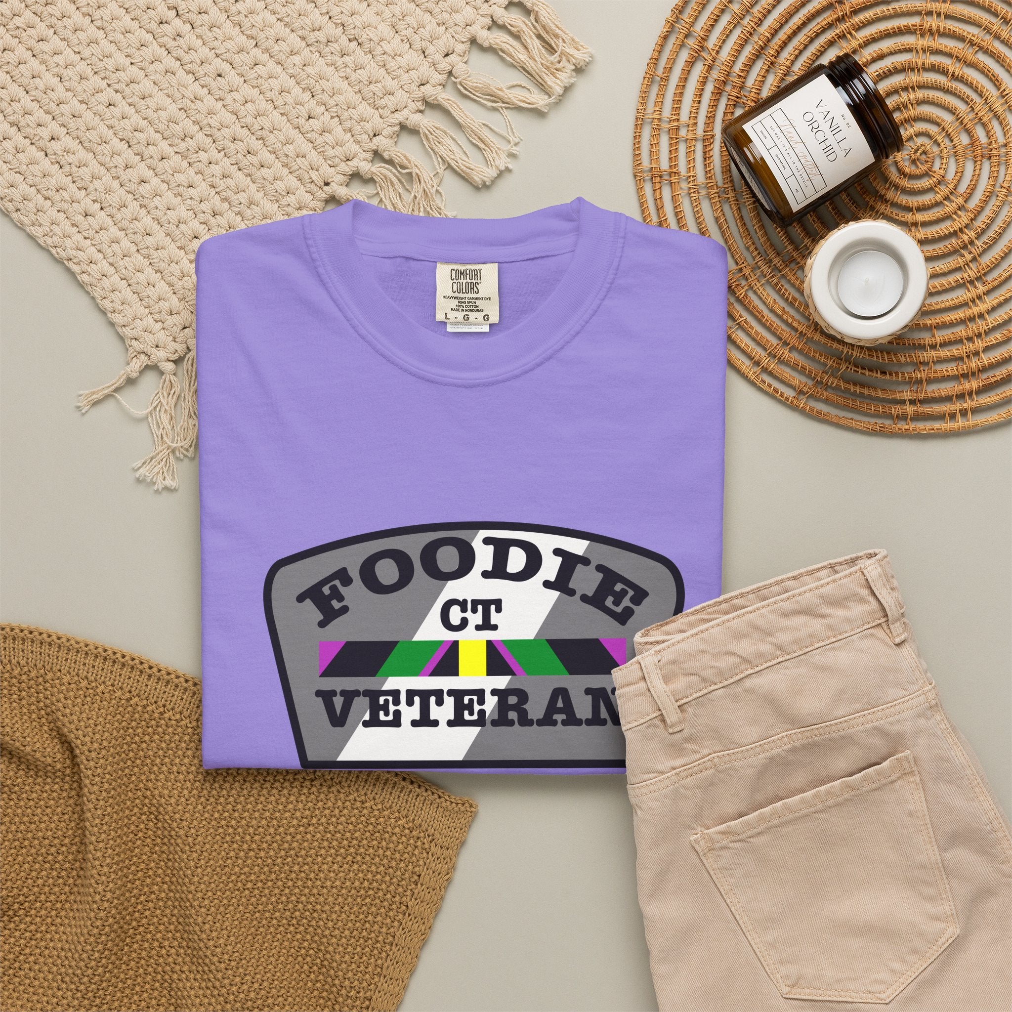 L.O.E.F Foodie Veteran CT Unisex Tee Shirt (Gray)