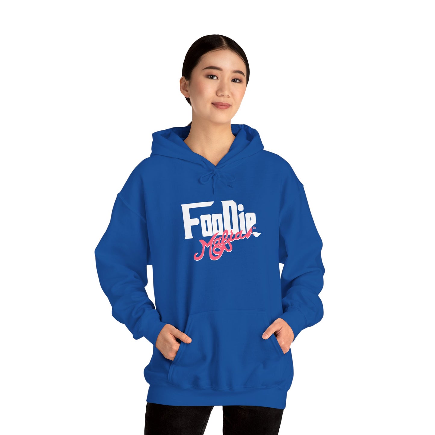 L.O.E.F White Foodie Mafia Unisex Hooded Sweatshirt (Fiery Red)