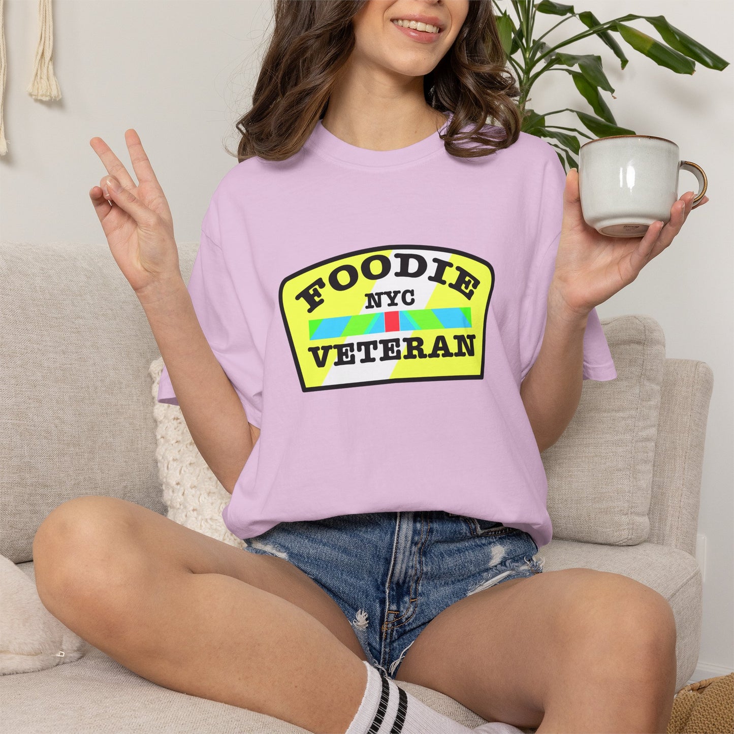 L.O.E.F Foodie Veteran NYC Unisex Tee Shirt (Yellow and Black)