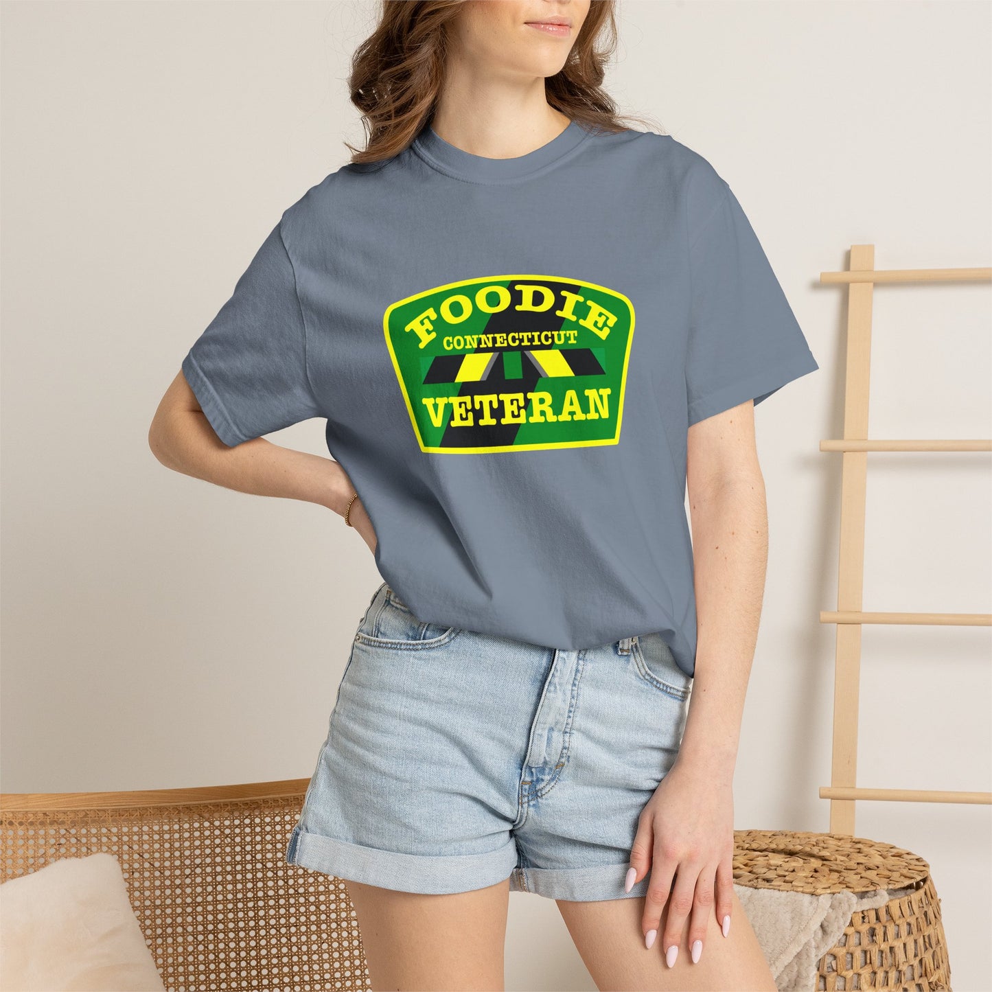 L.O.E.F Foodie Veteran CONNECTICUT Unisex Tee Shirt (Yellow)