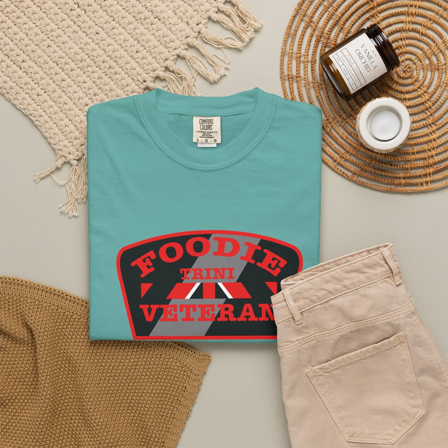 L.O.E.F Foodie Veteran TRINI Unisex Tee Shirt (Red)