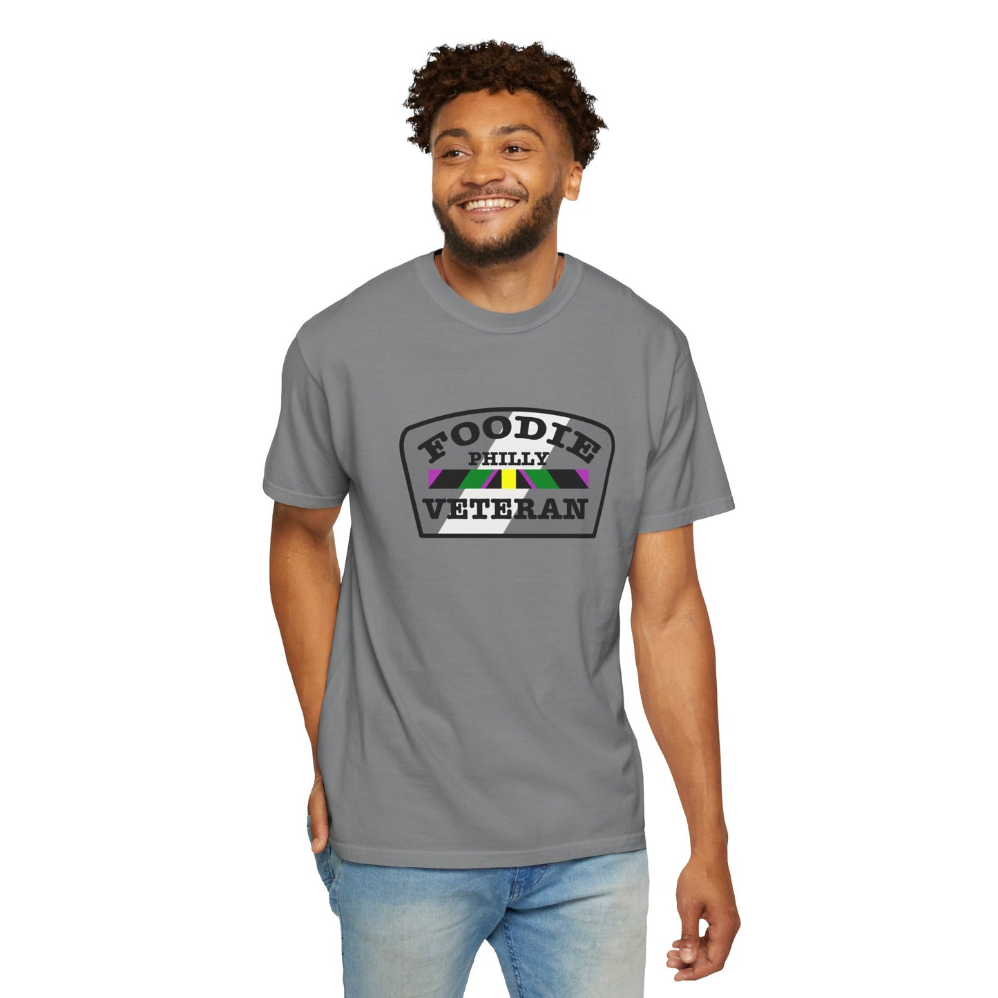 L.O.E.F Foodie Veteran PHILLY Unisex Tee Shirt (Gray)