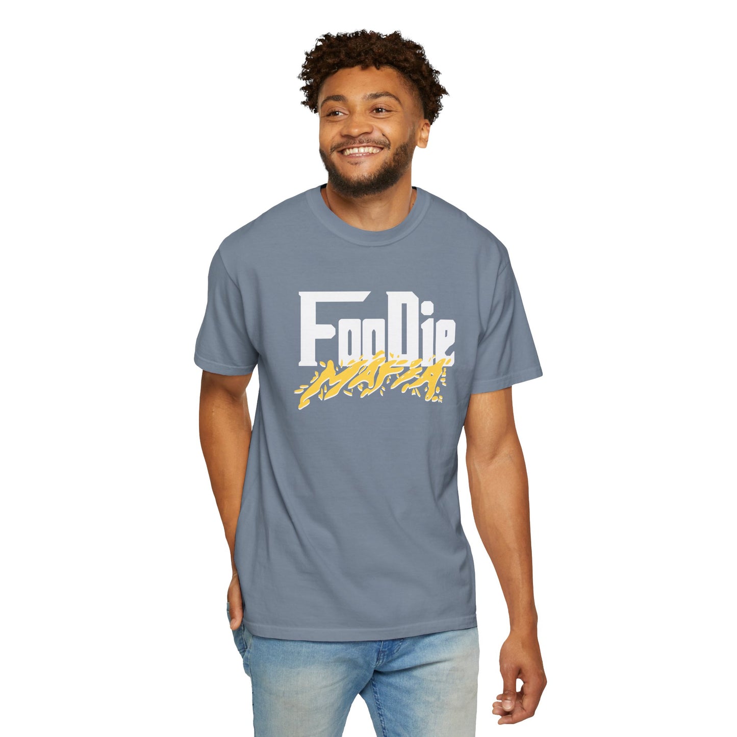 L.O.E.F White Foodie Mafia Unisex Tee Shirt (Yellow)