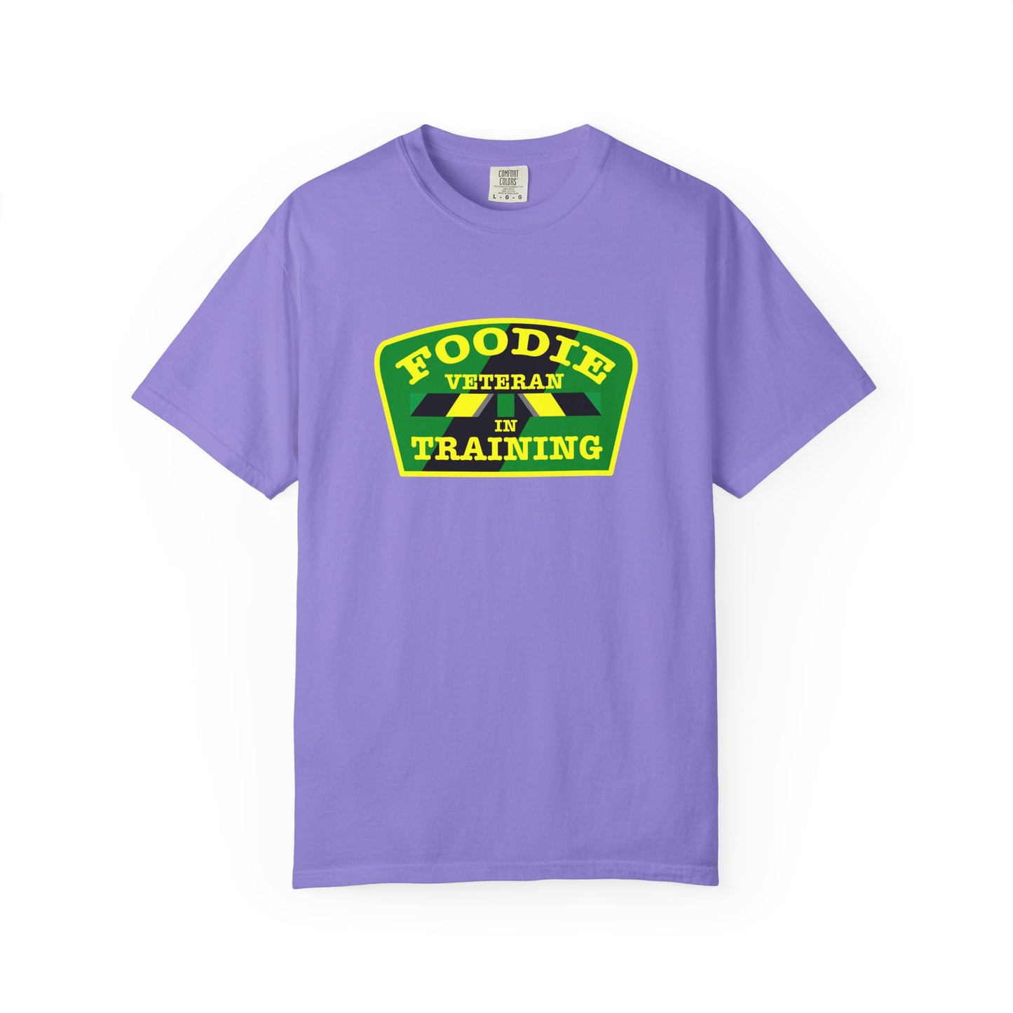 L.O.E.F Foodie Veteran IN TRAINING Unisex Tee Shirt (Yellow and Green)