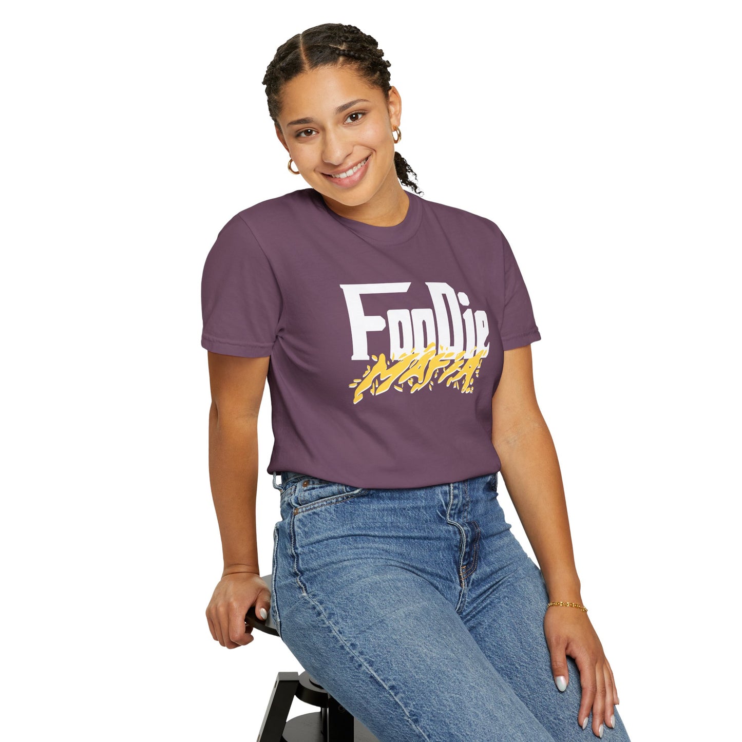 L.O.E.F White Foodie Mafia Unisex Tee Shirt (Yellow)