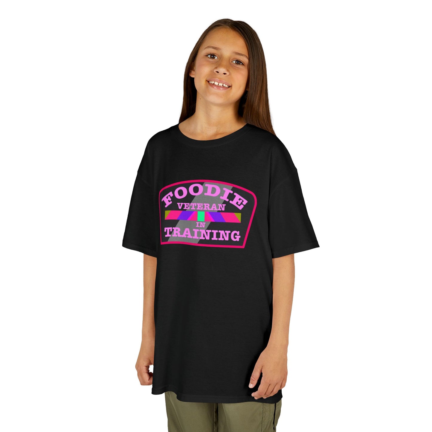 L.O.E.F Foodie Veteran In Training Kids Tee Shirt (Pink)