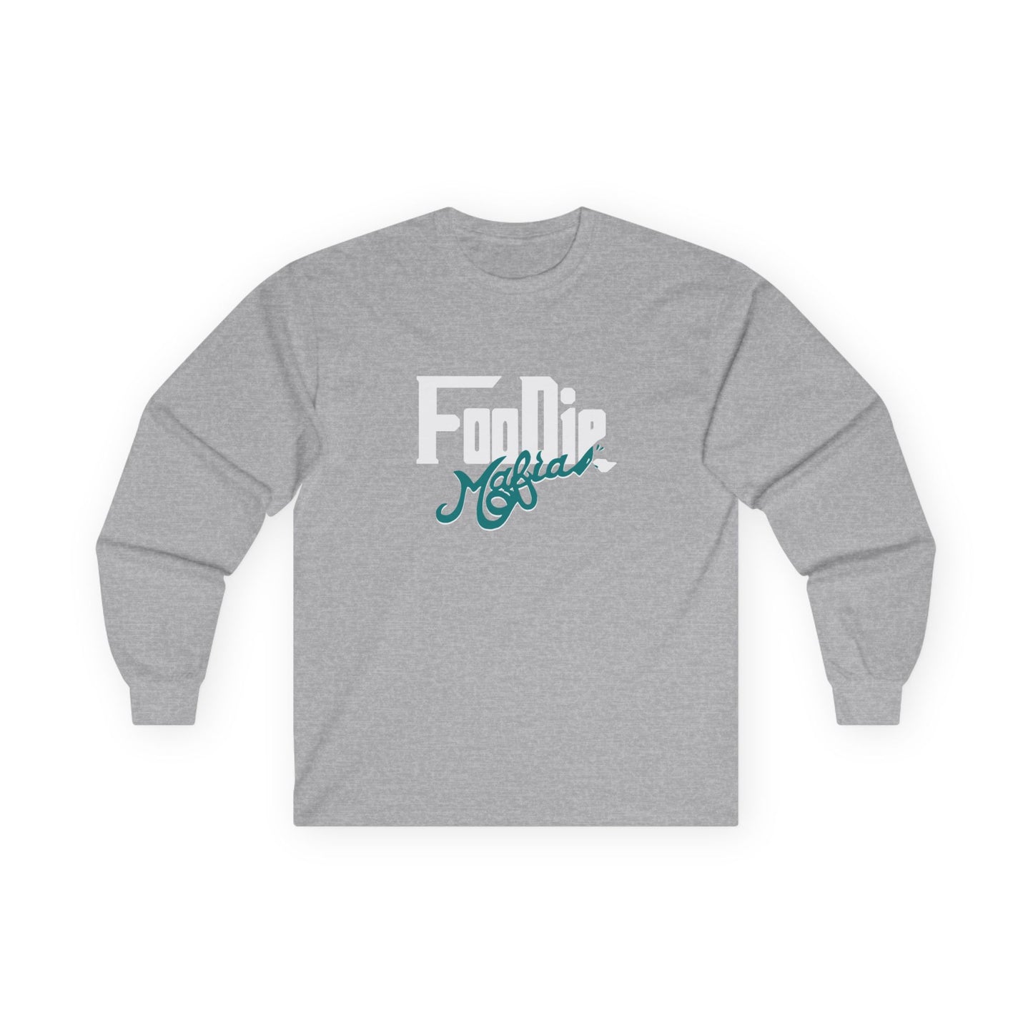 L.O.E.F White Foodie Mafia Unisex Long Sleeve Tee (Teal)