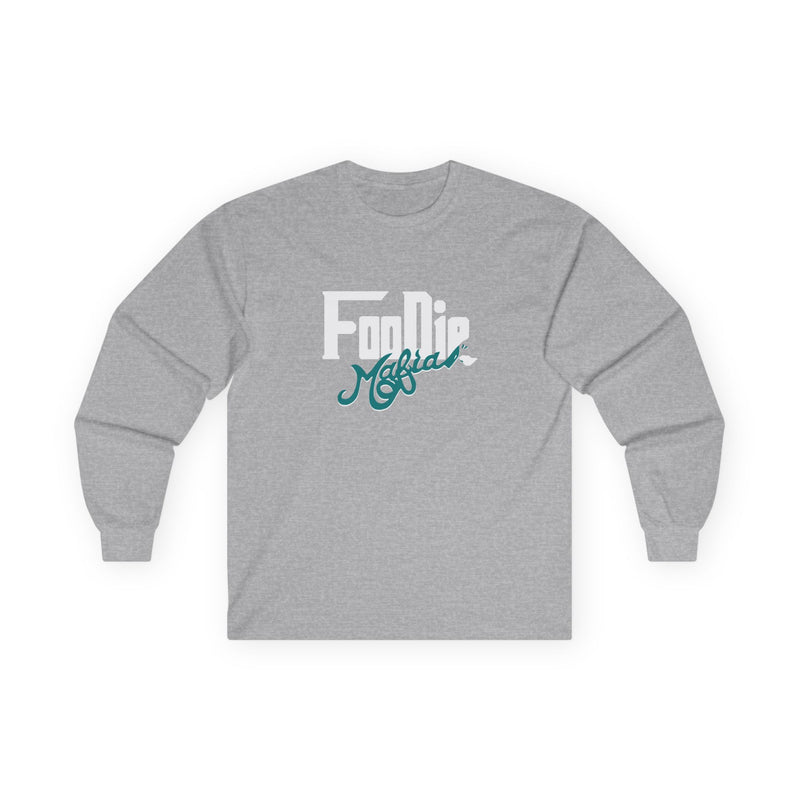 L.O.E.F White Foodie Mafia Unisex Long Sleeve Tee (Teal)