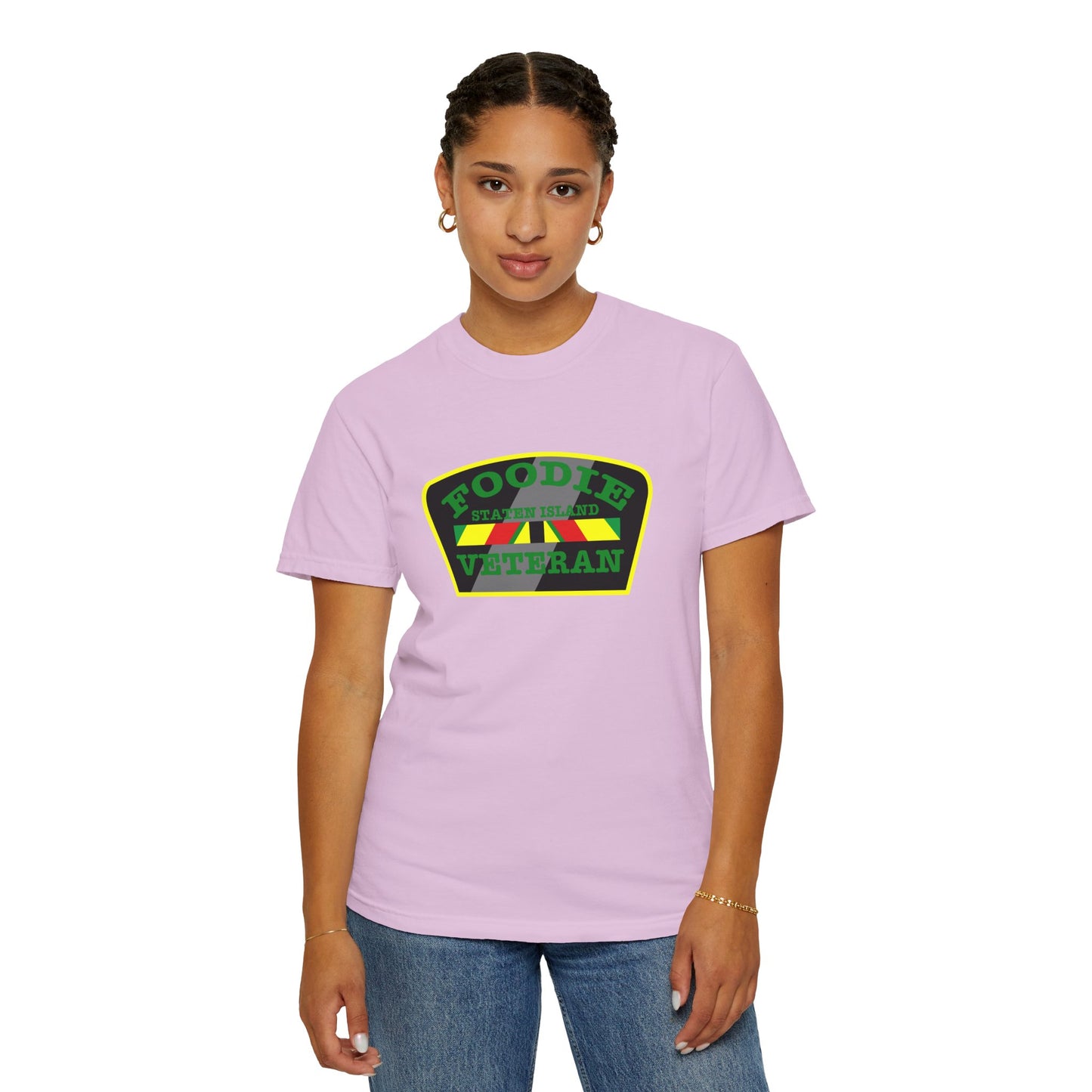 L.O.E.F Foodie Veteran STATEN ISLAND Unisex Tee Shirt (Green)
