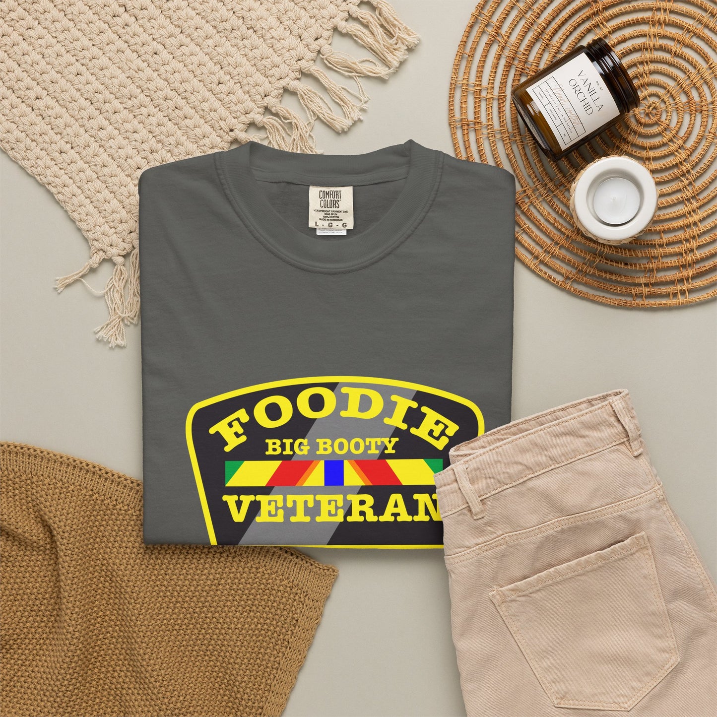 L.O.E.F Foodie Veteran BIG BOOTY Unisex Tee Shirt (Yellow)