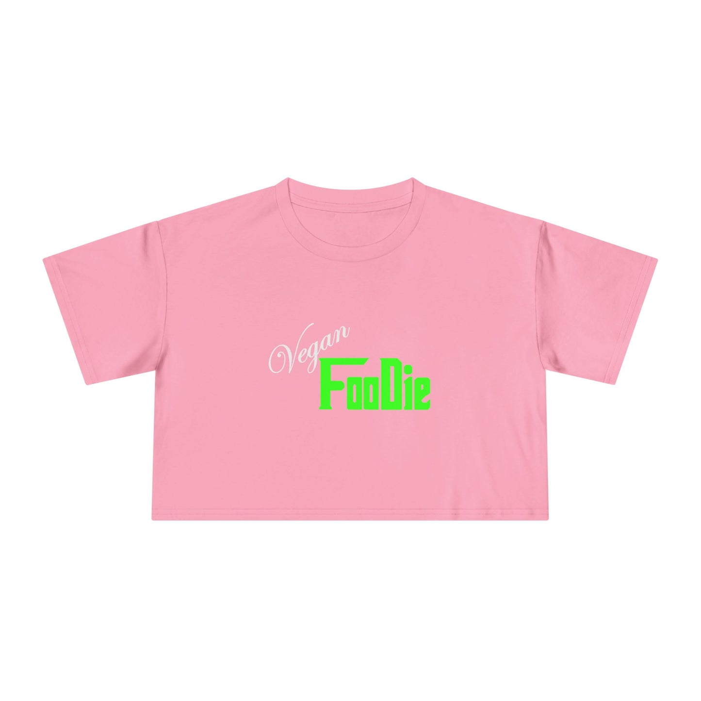 L.O.E.F Women Vegan Foodie Crop Tee (Neon Green)