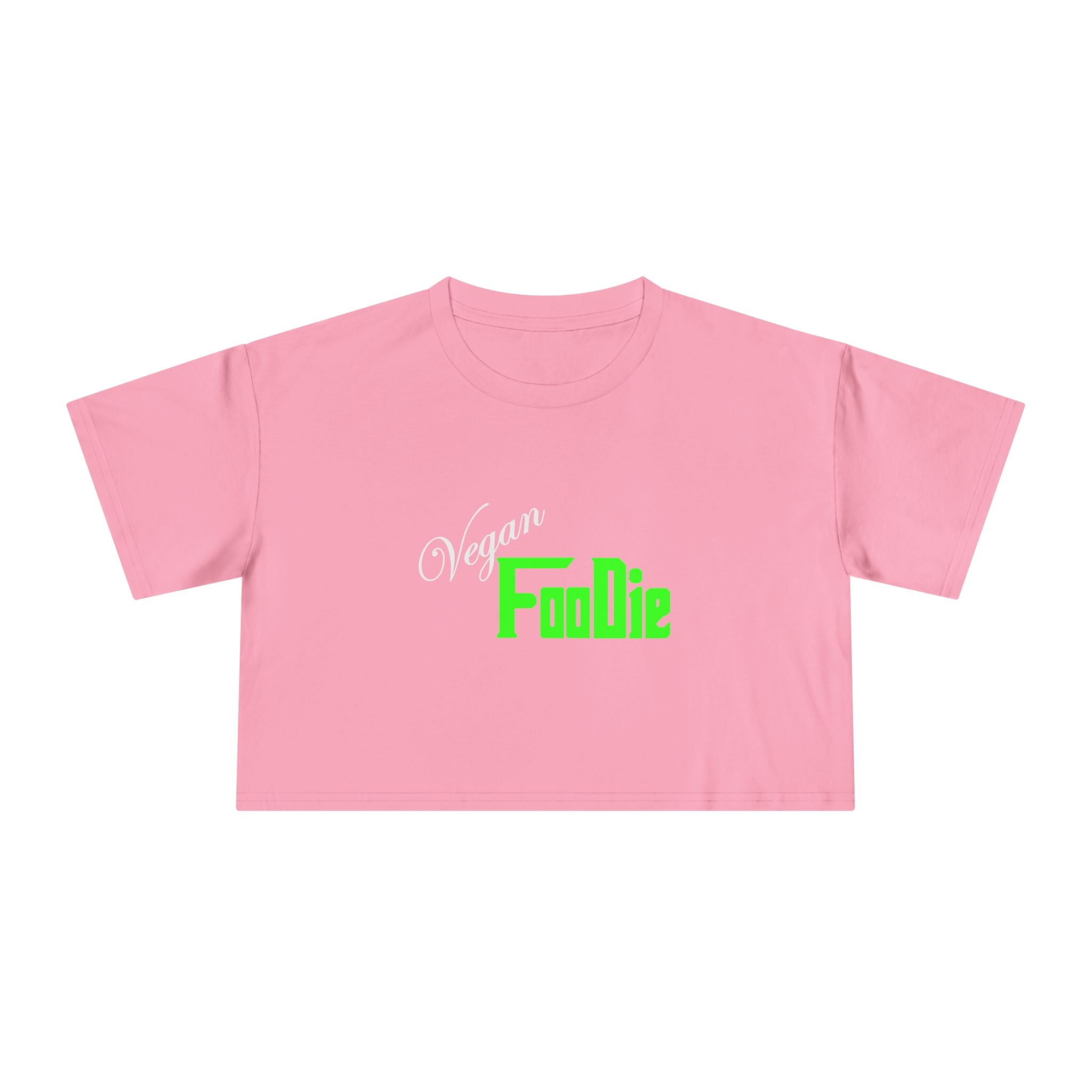 L.O.E.F Women Vegan Foodie Crop Tee (Neon Green)