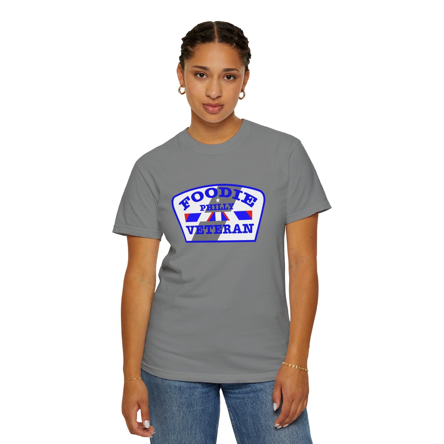 L.O.E.F Foodie Veteran PHILLY Unisex Tee Shirt (Blue)