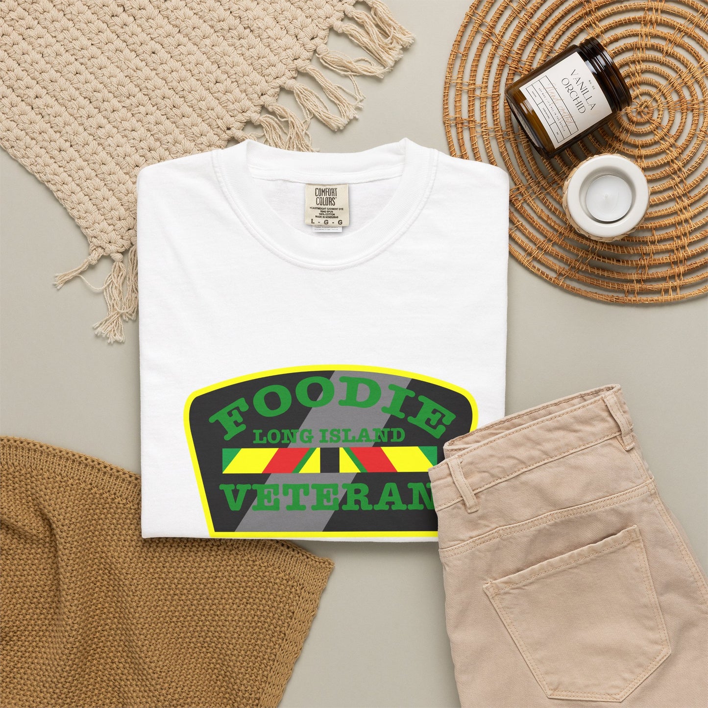 L.O.E.F Foodie Veteran Long Island Unisex Tee Shirt (Green)