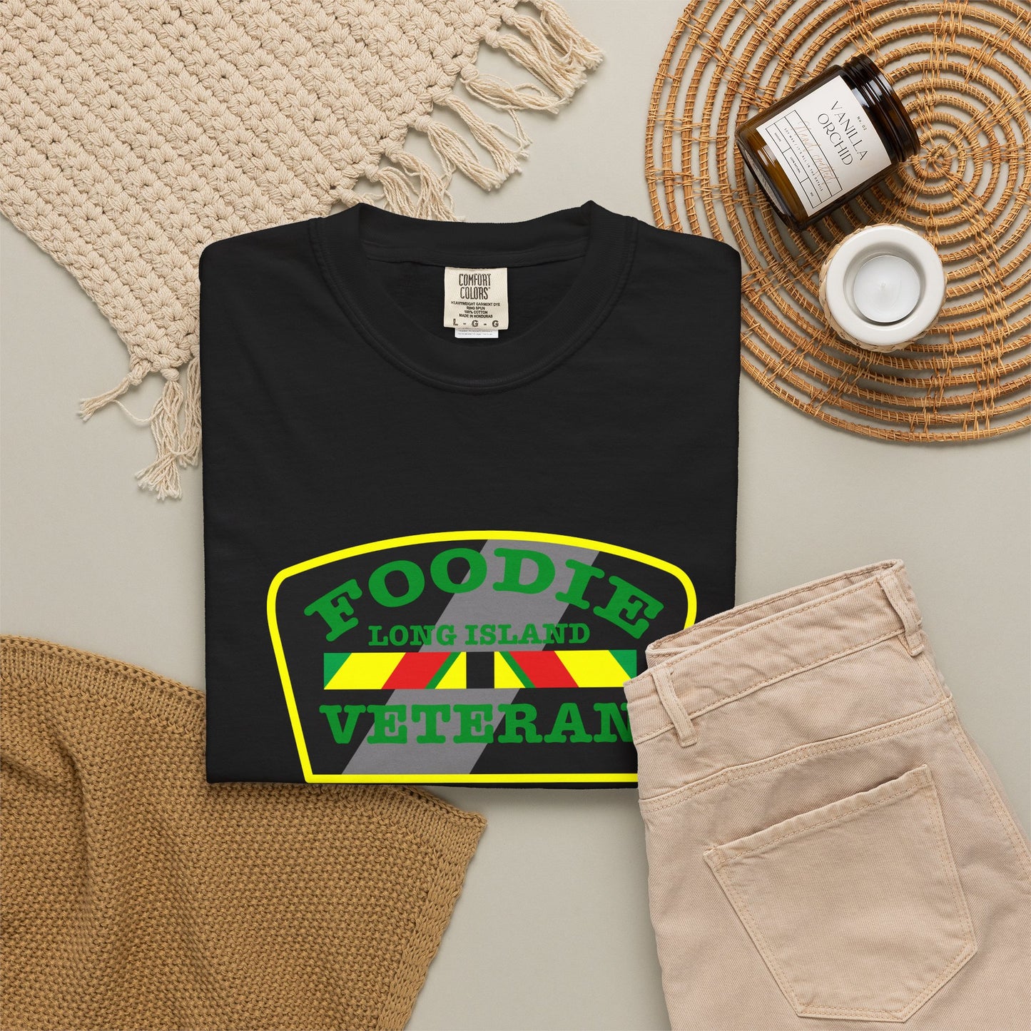 L.O.E.F Foodie Veteran Long Island Unisex Tee Shirt (Green)