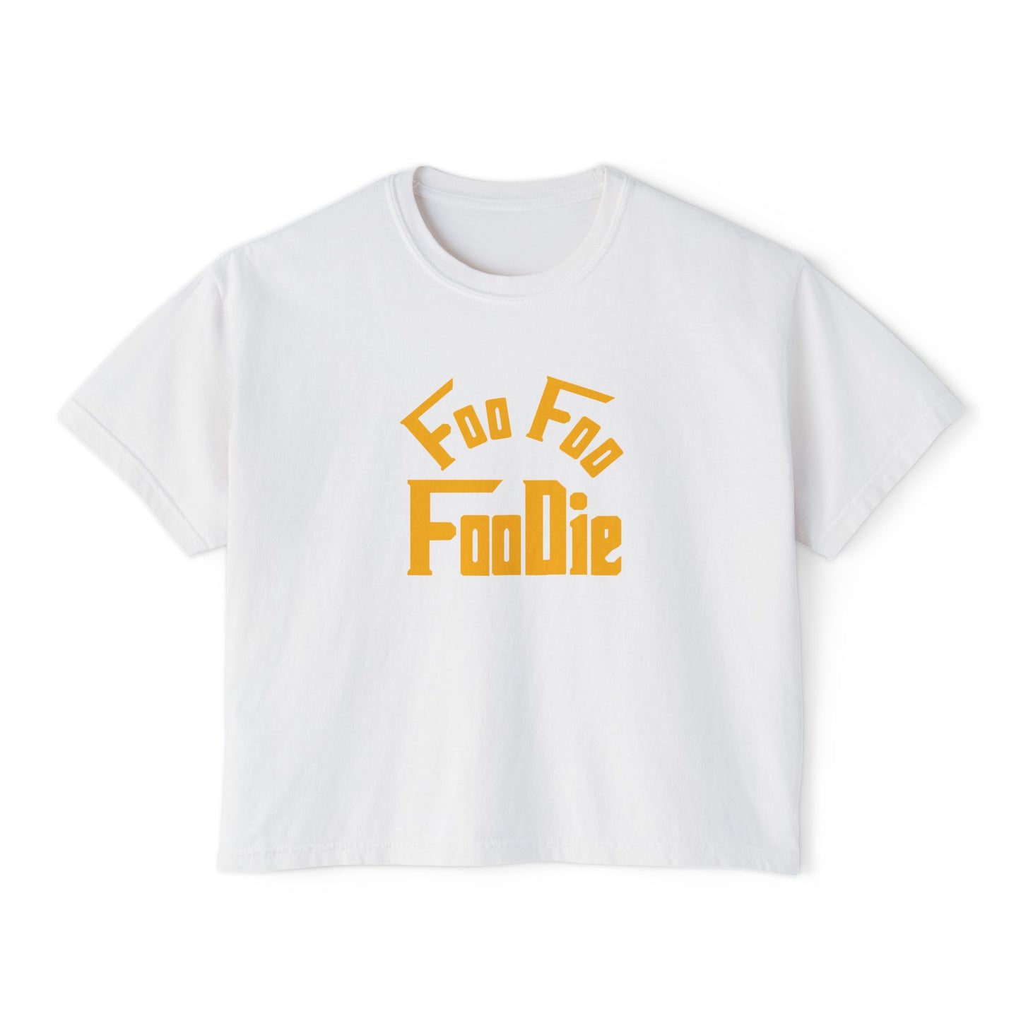 L.O.E.F FOO FOO FOODIE Women Boxy Tee(Dark Yellow)