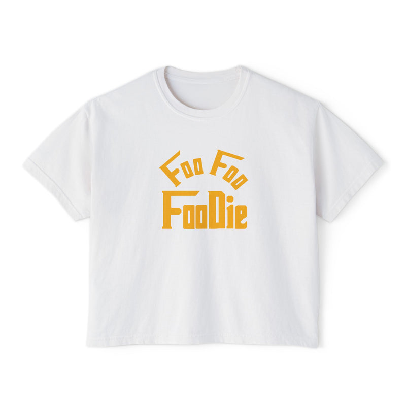 L.O.E.F FOO FOO FOODIE Women Boxy Tee(Dark Yellow)