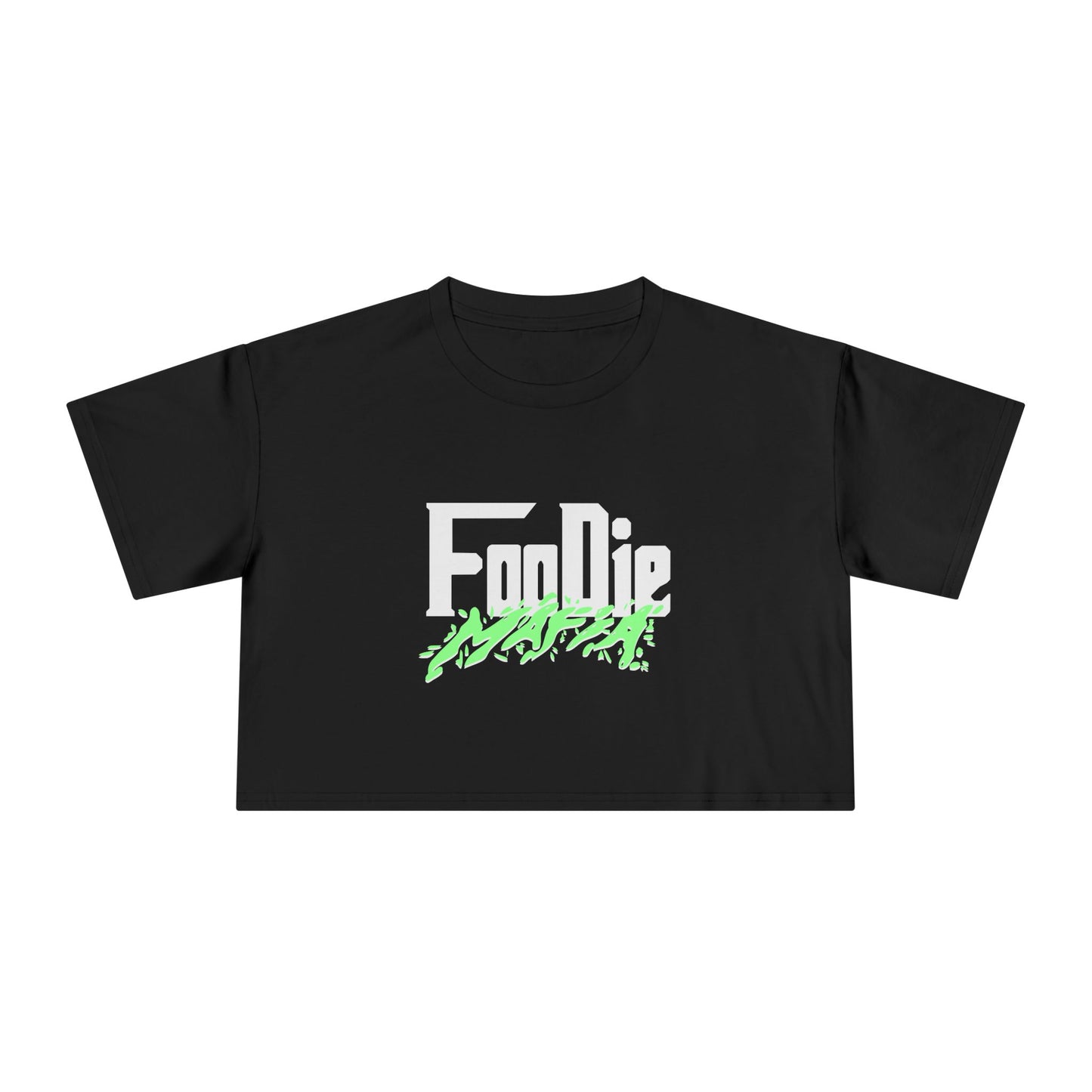 L.O.E.F White Foodie Mafia Women Crop Tee (Mint Green)