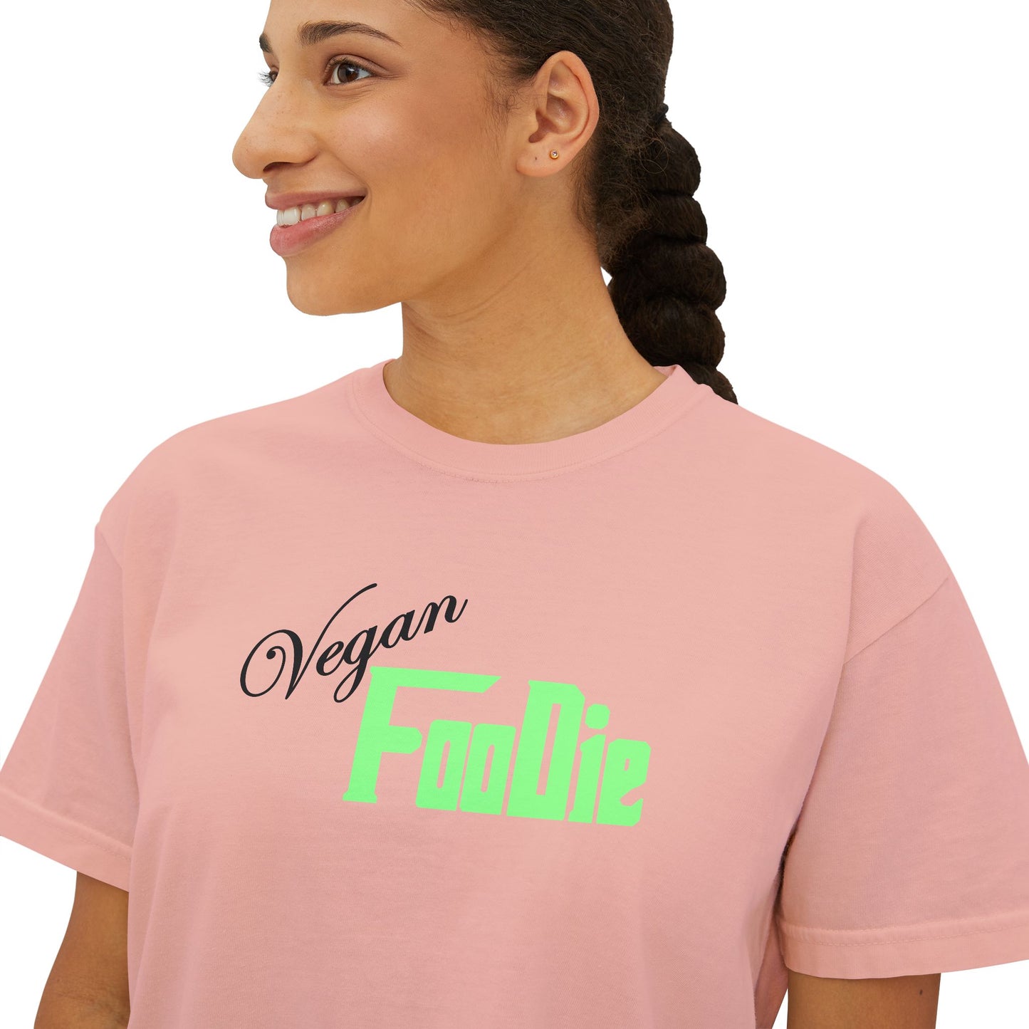 L.OE.F Women Vegan Foodie Boxy Tee (Mint Green)