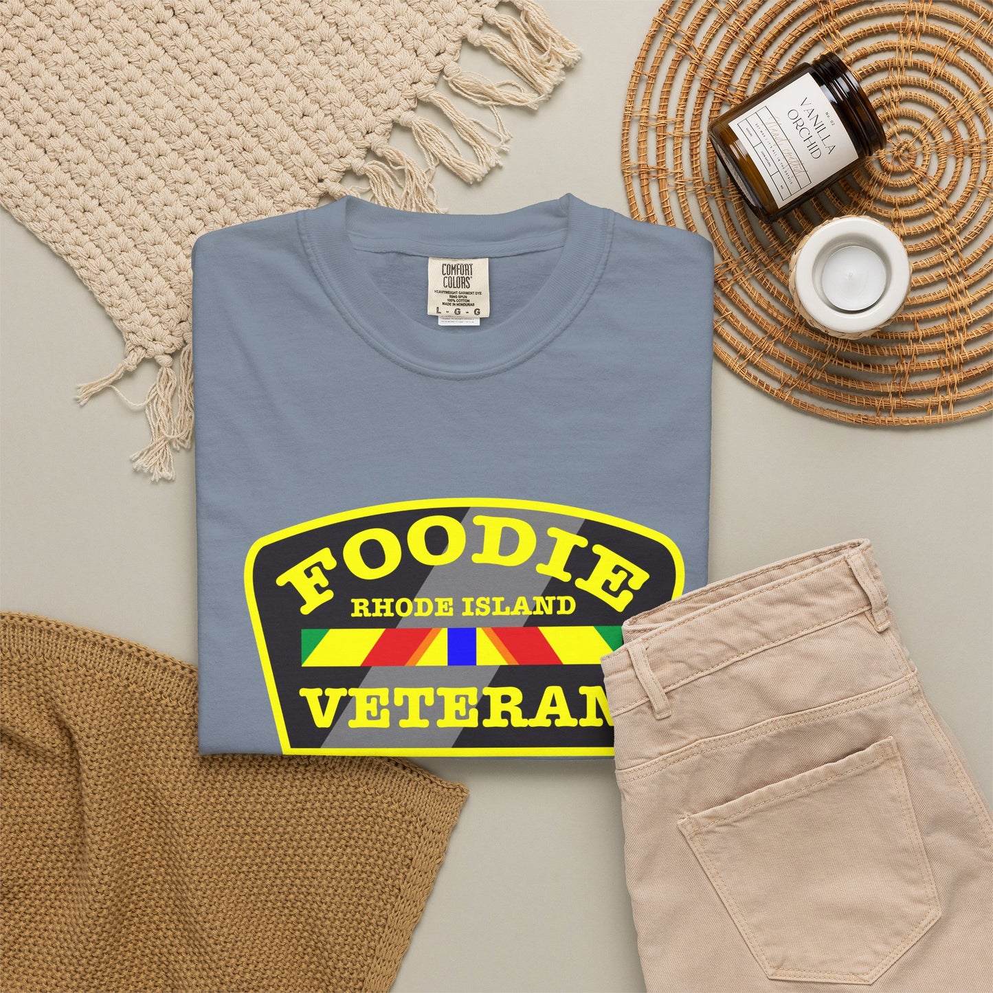 L.O.E.F Foodie Veteran RHODE ISLAND Unisex Tee Shirt (Yellow)
